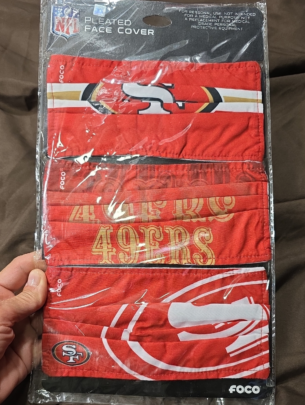 NFL San Francisco 49ers Red and Gold Pleated Face Covers (3-Pack)